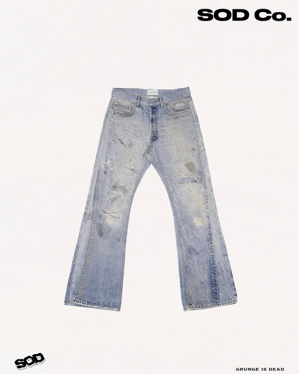 digital print bootcut jeans
