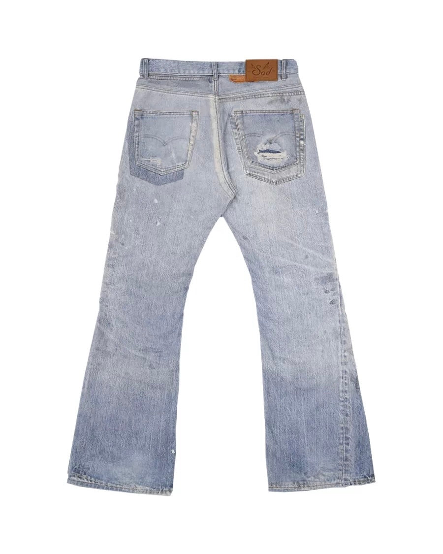digital print bootcut jeans