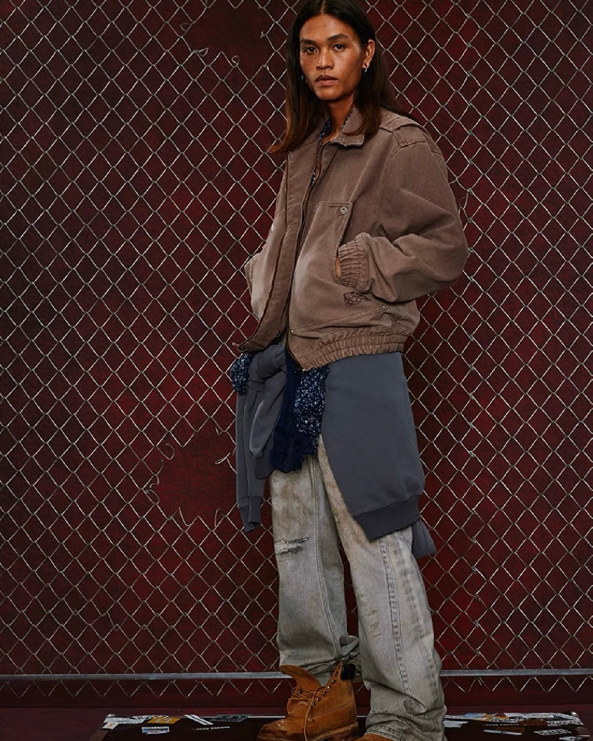 digital print bootcut jeans