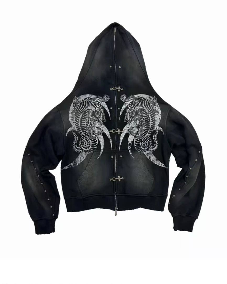 WANNALAB lobster clasp zip hoddie