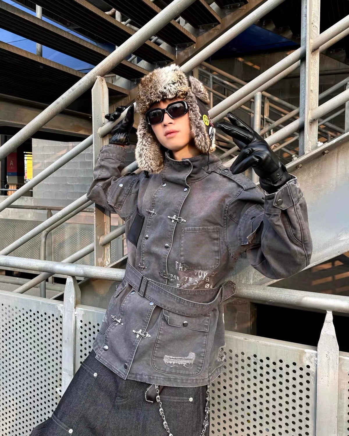 WANNALAB lobster clasp utility jacket