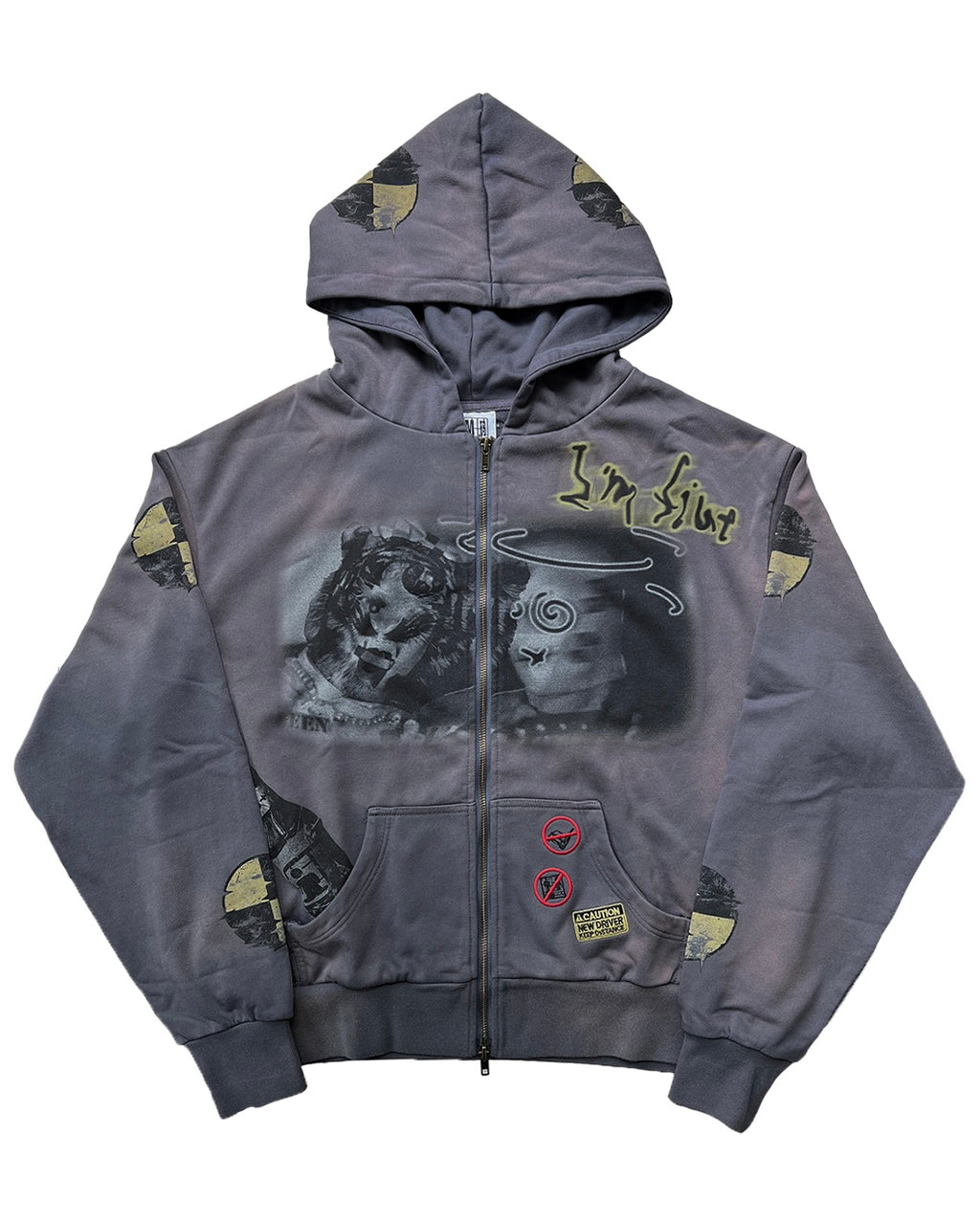 LAOHUCAI distressed zip hoddie