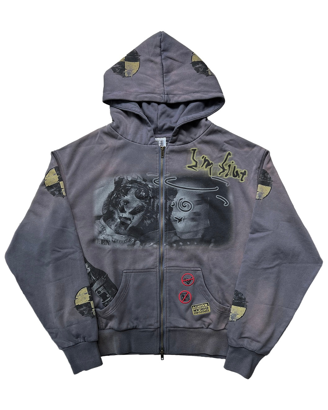 LAOHUCAI distressed zip hoddie