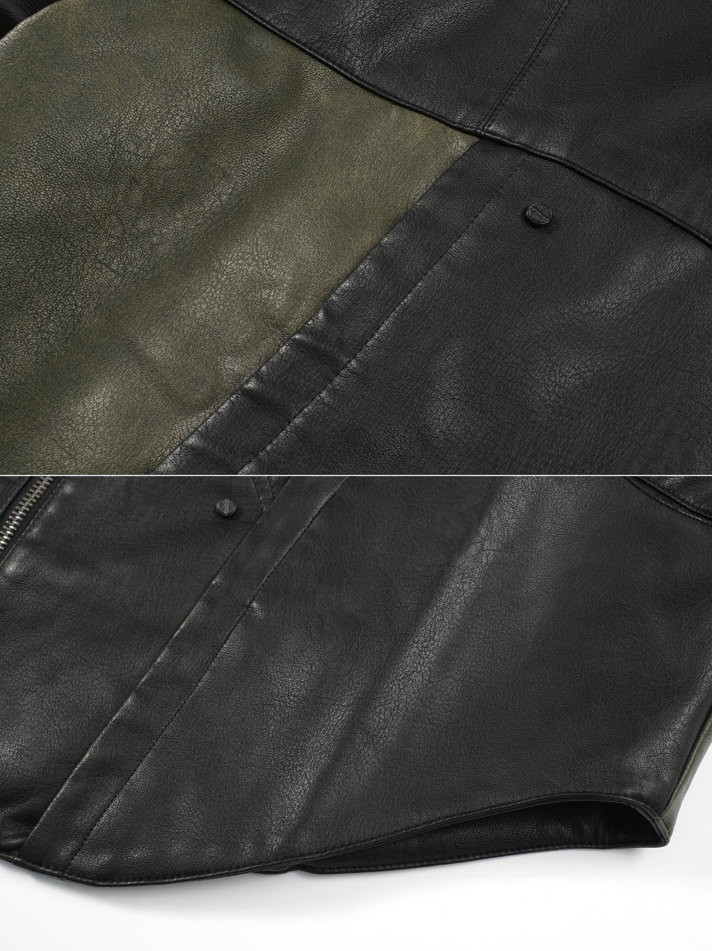 SHORTENED FAUX LEATHER JACKET - BLACK