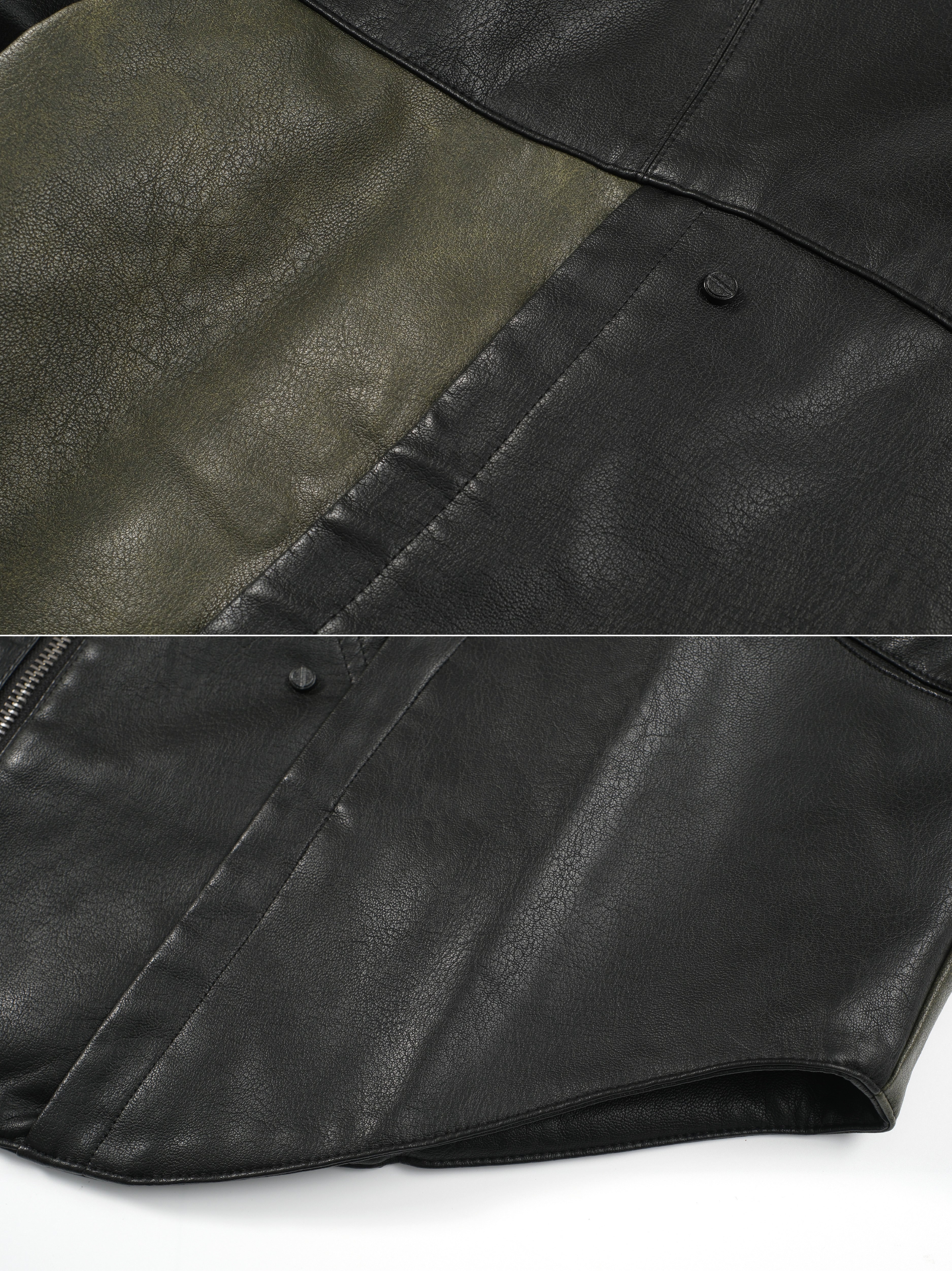 SHORTENED FAUX LEATHER JACKET - BLACK