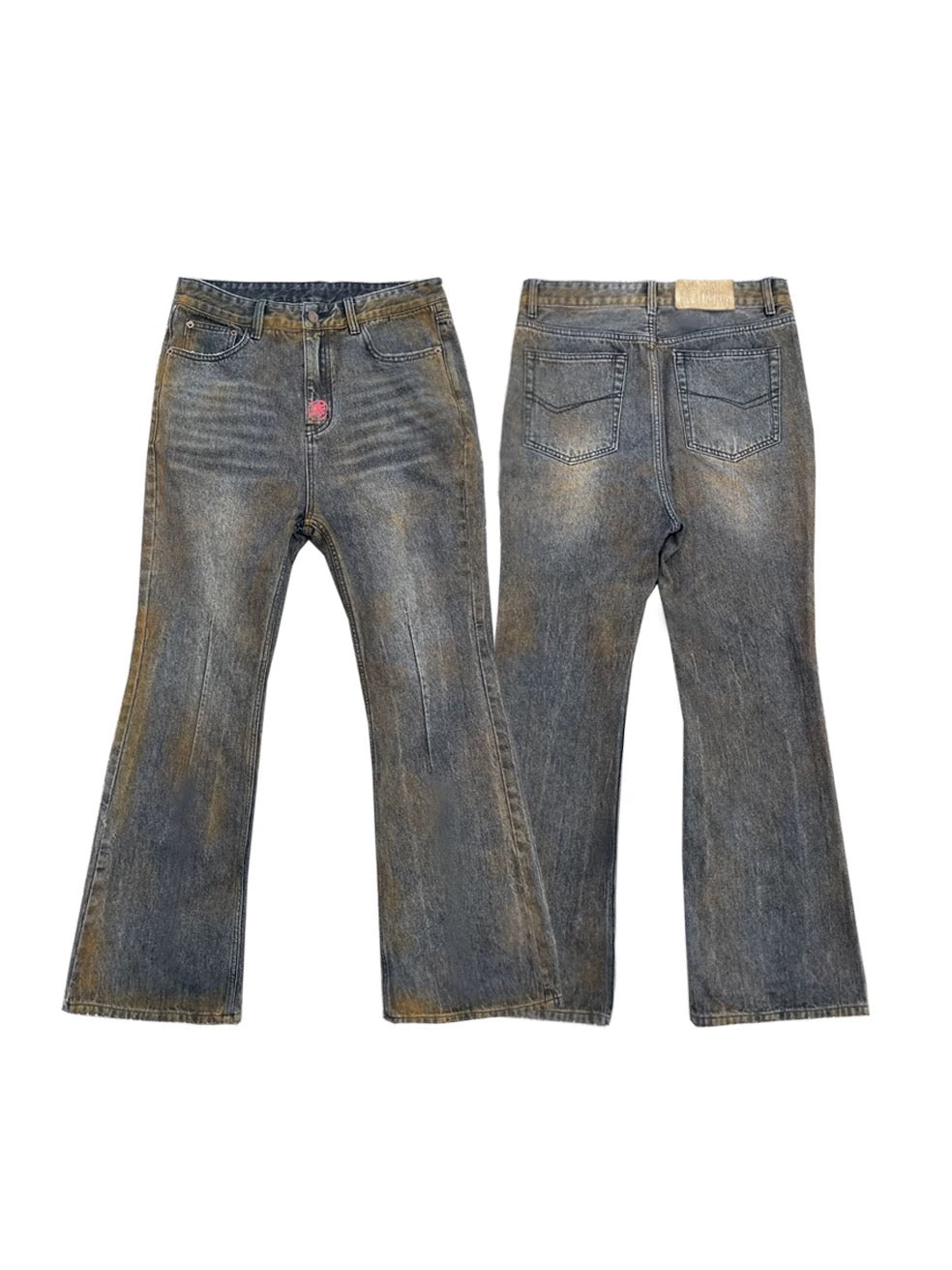 CHAI rust effect distressed jeans main view