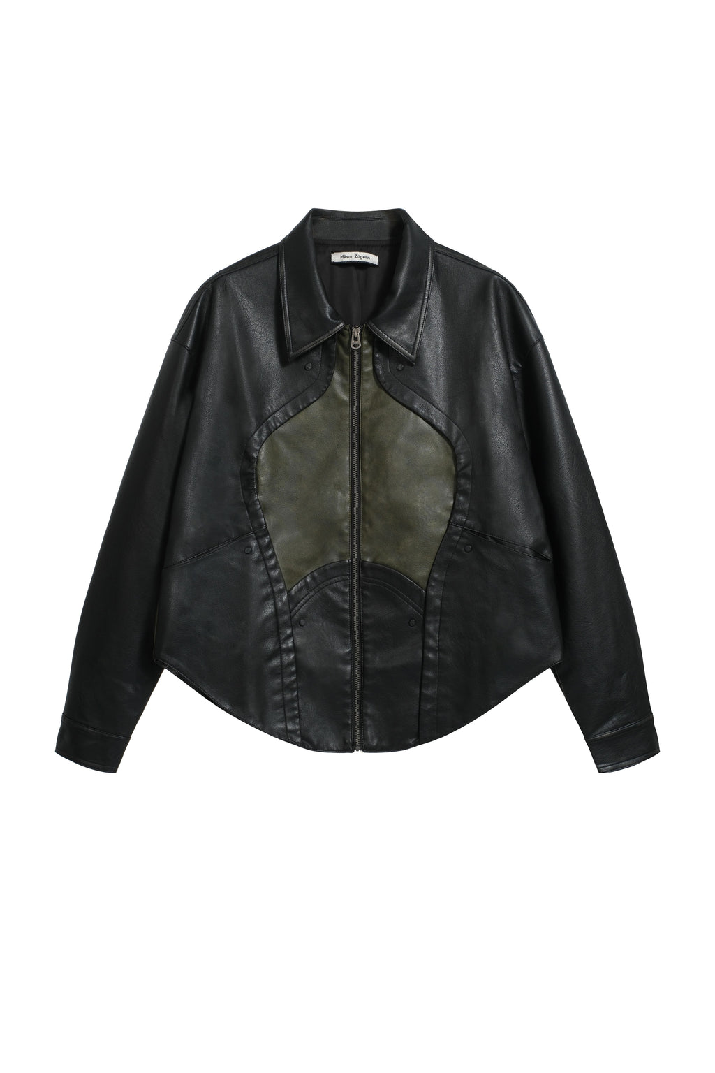 SHORTENED FAUX LEATHER JACKET - BLACK