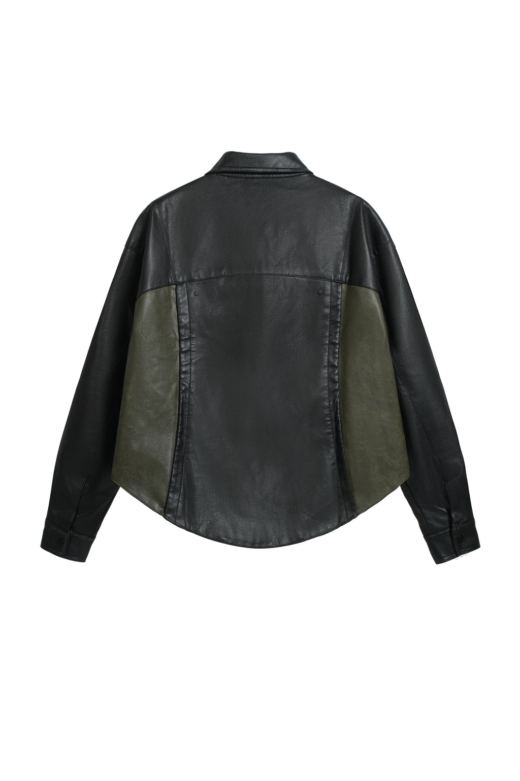 SHORTENED FAUX LEATHER JACKET - BLACK