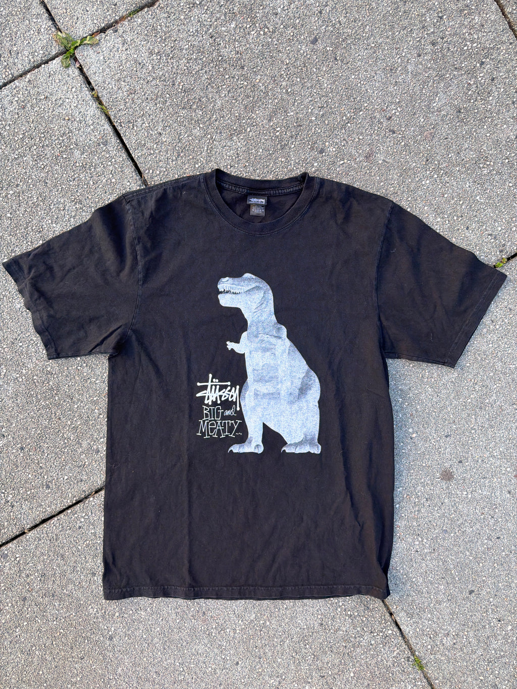 Stüssy – T-Rex „Big and Meaty" Pigment Dyed Tee (Black)