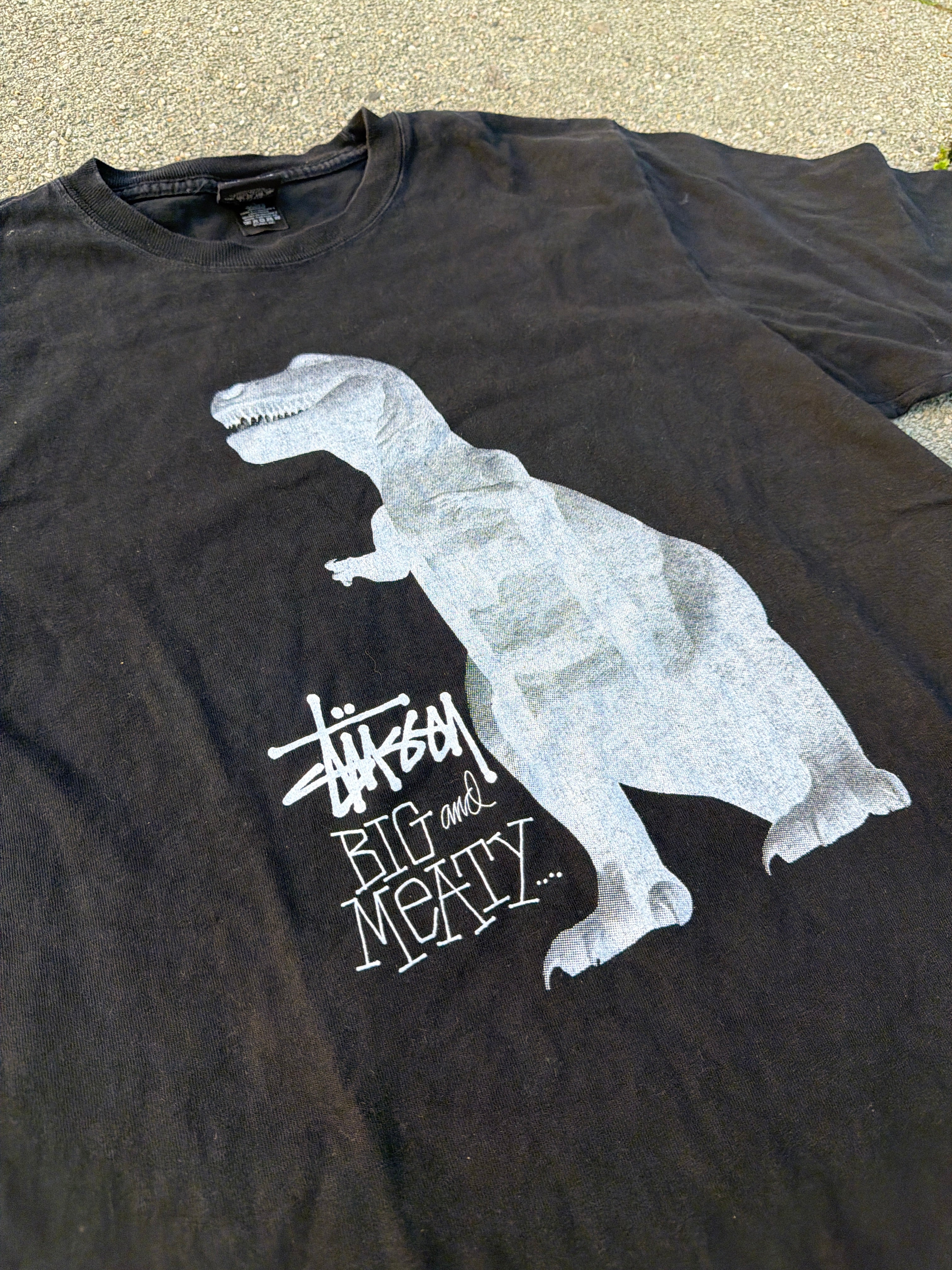 Stüssy – T-Rex „Big and Meaty" Pigment Dyed Tee (Black)