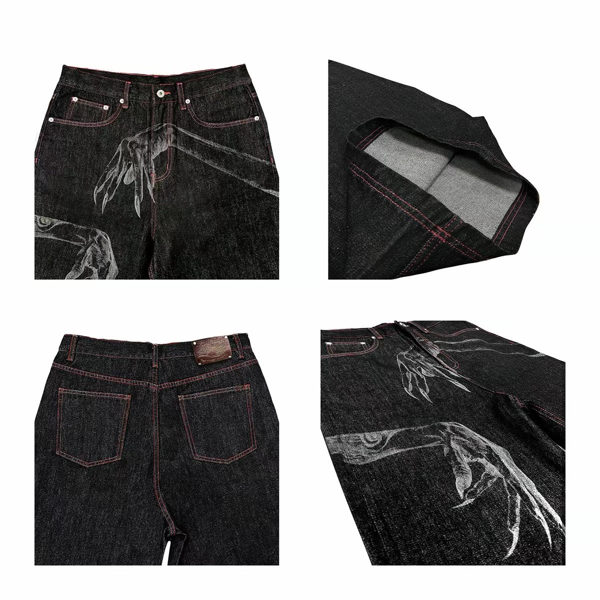 Laser-Etched Denim Shorts