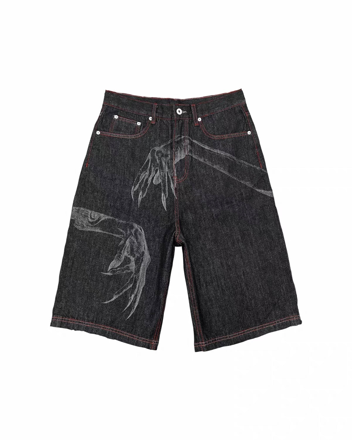 Laser-Etched Denim Shorts