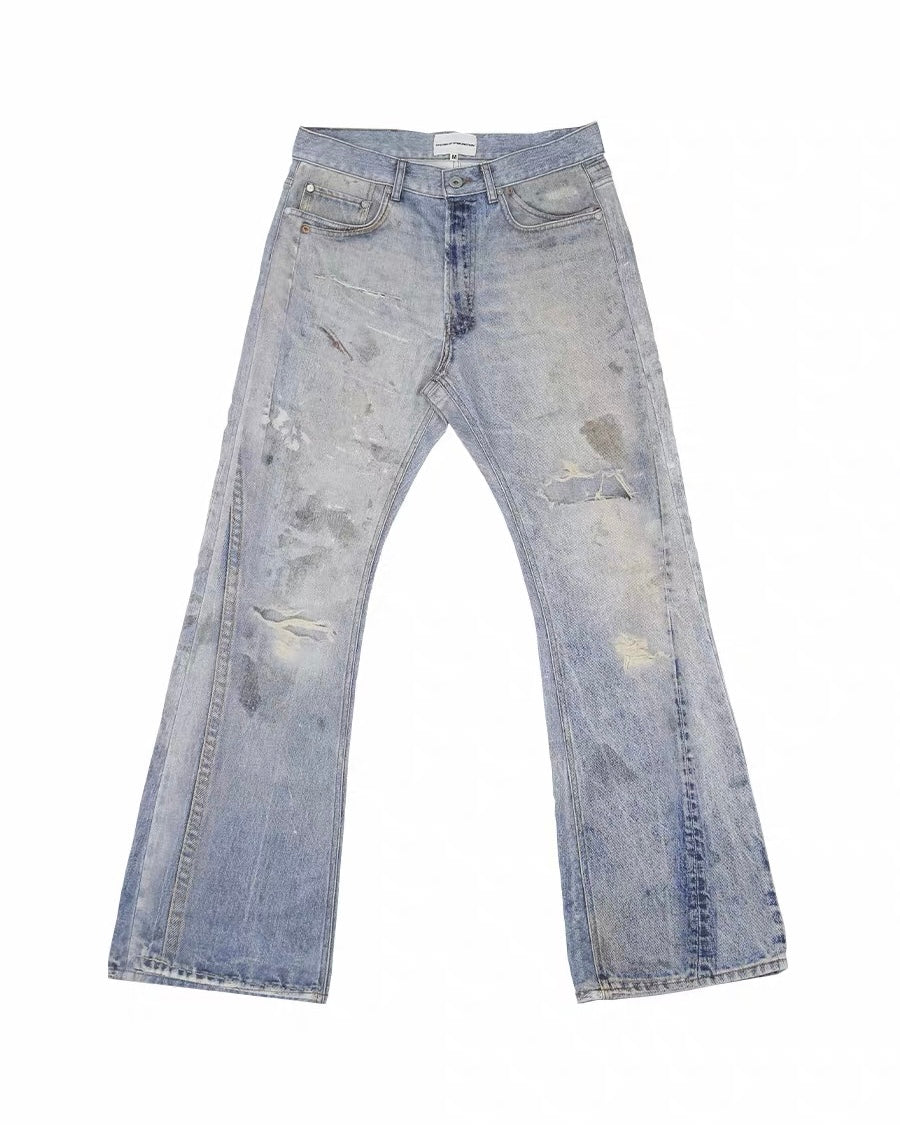 digital print bootcut jeans