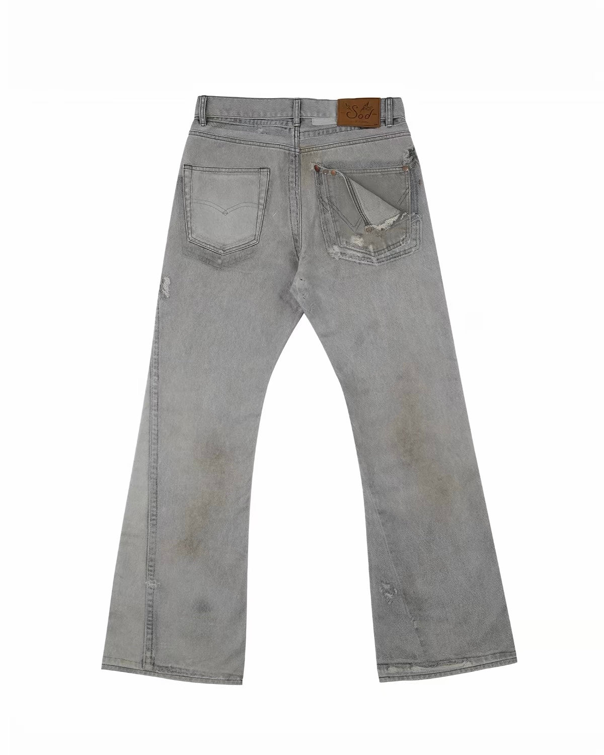 digital print bootcut jeans