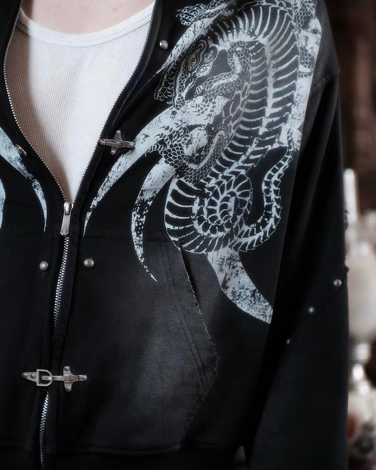 WANNALAB lobster clasp zip hoddie