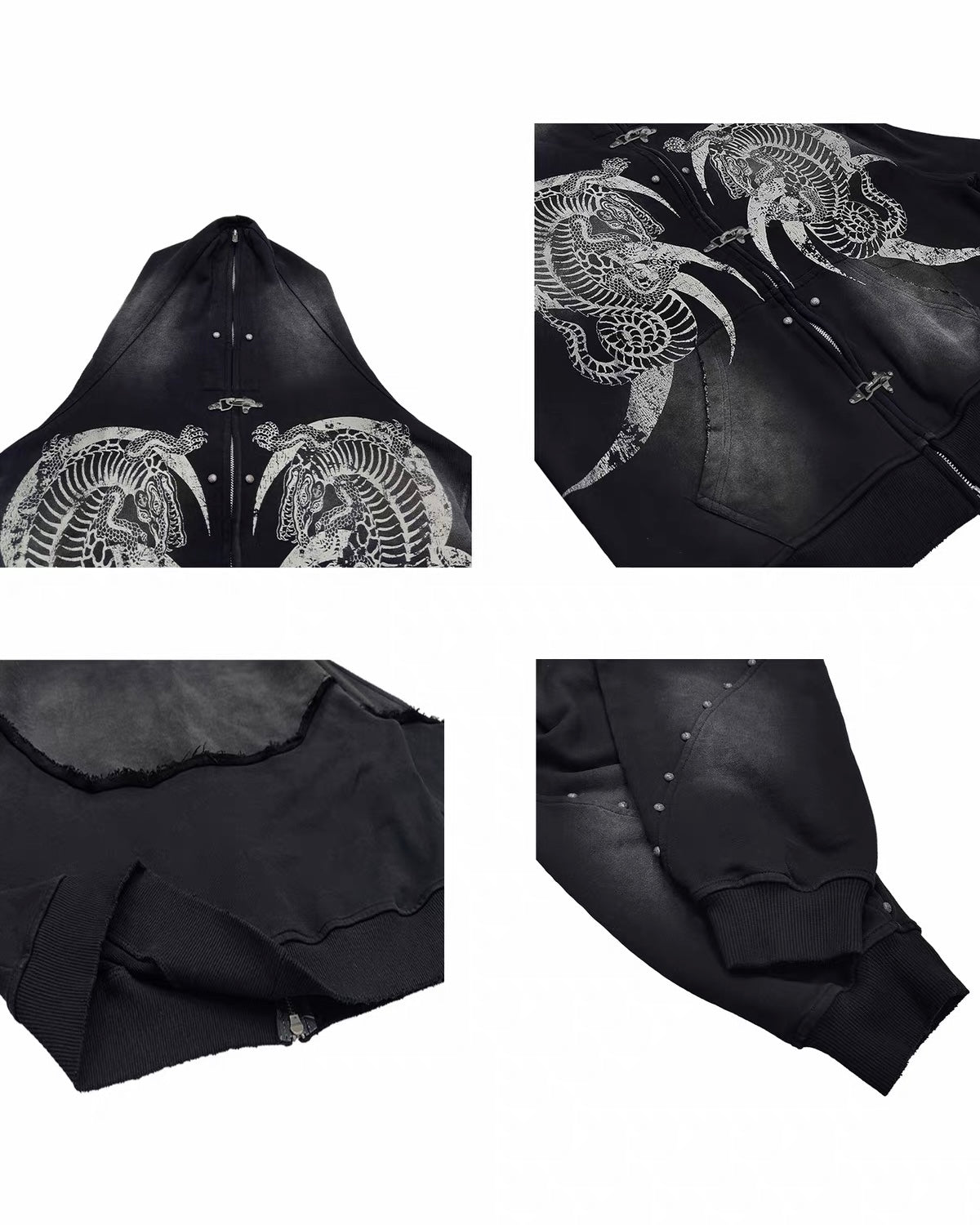 WANNALAB lobster clasp zip hoddie