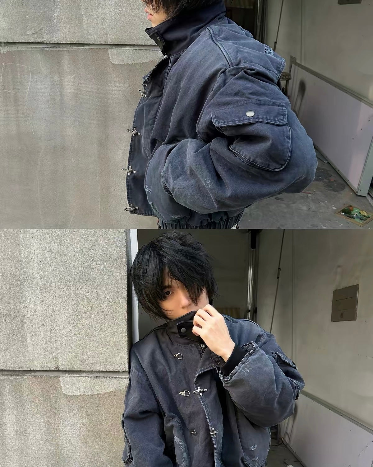 WANNALAB washed lobster clasp padded jacket