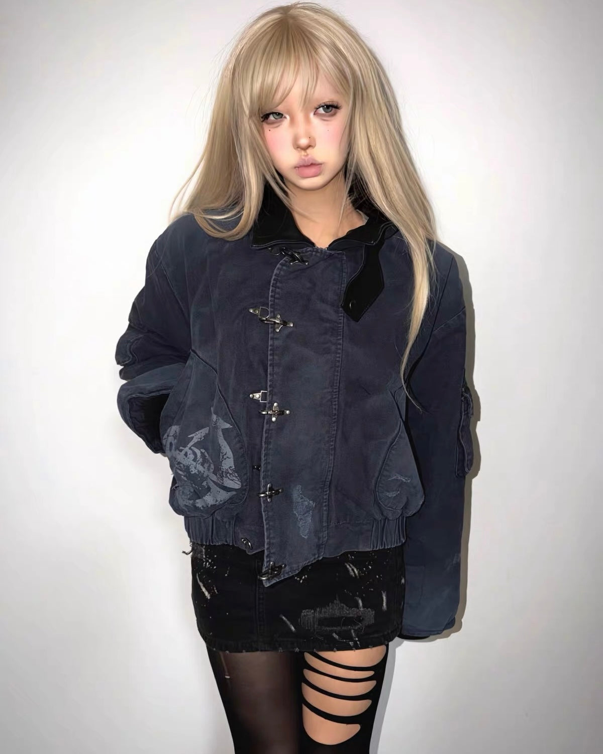 WANNALAB washed lobster clasp padded jacket