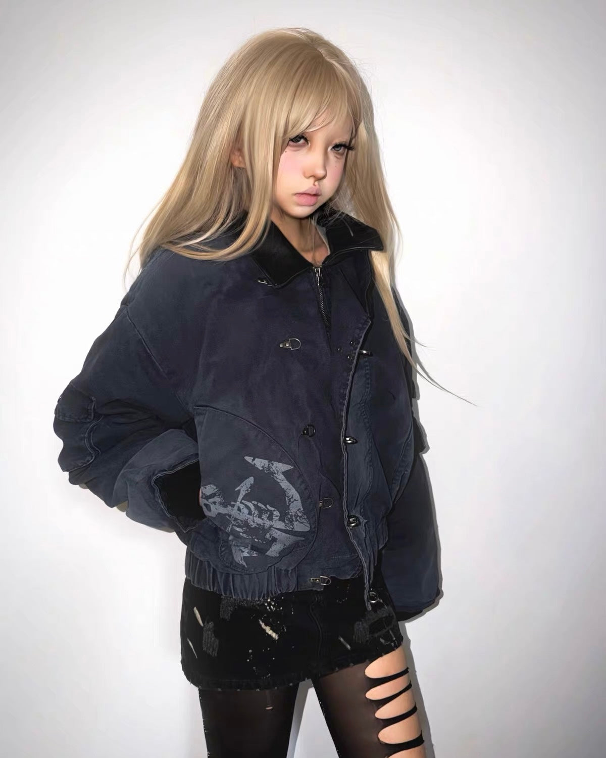 WANNALAB washed lobster clasp padded jacket