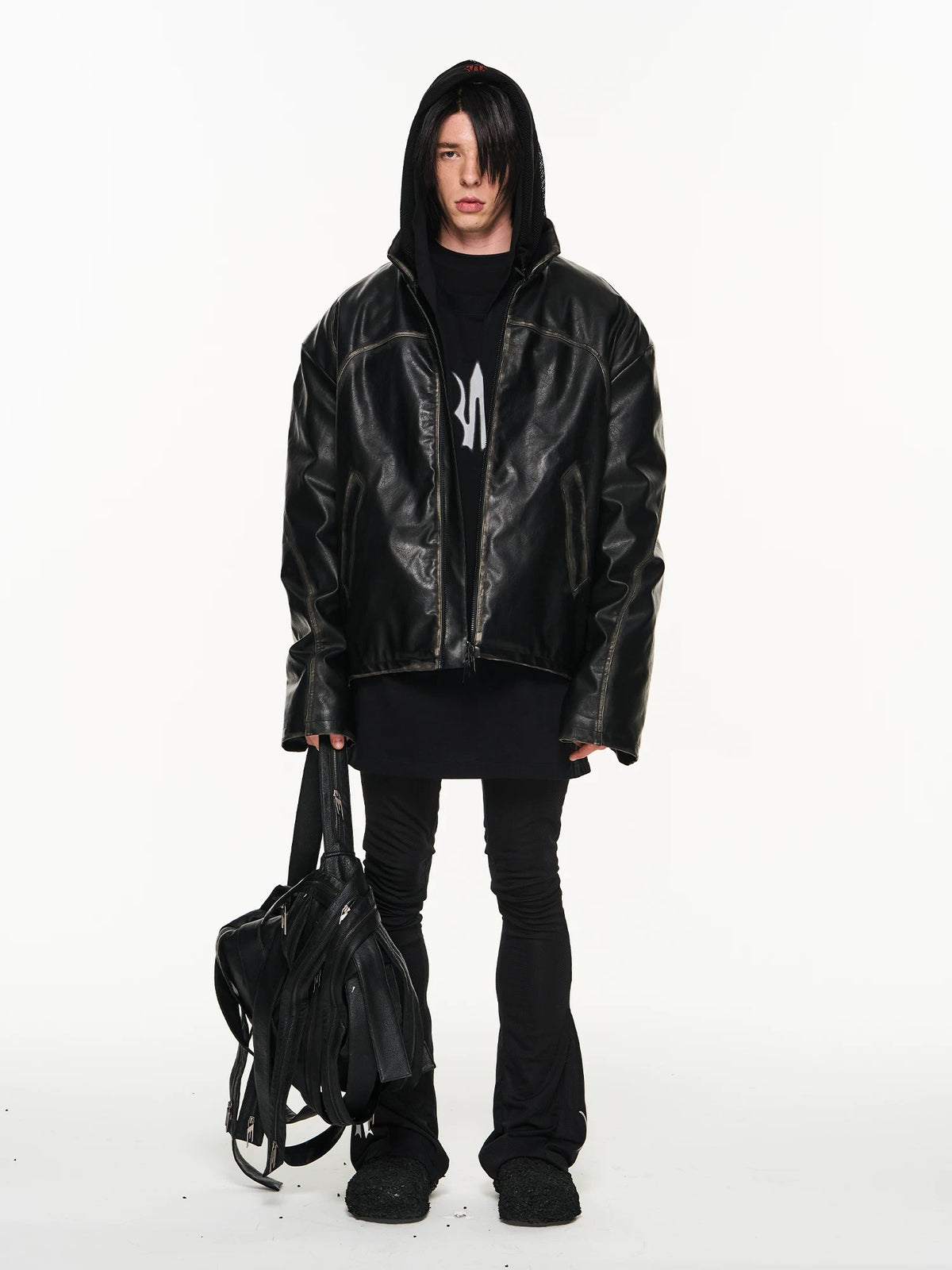 BLIND NO PLAN hoddied padded pu jacket