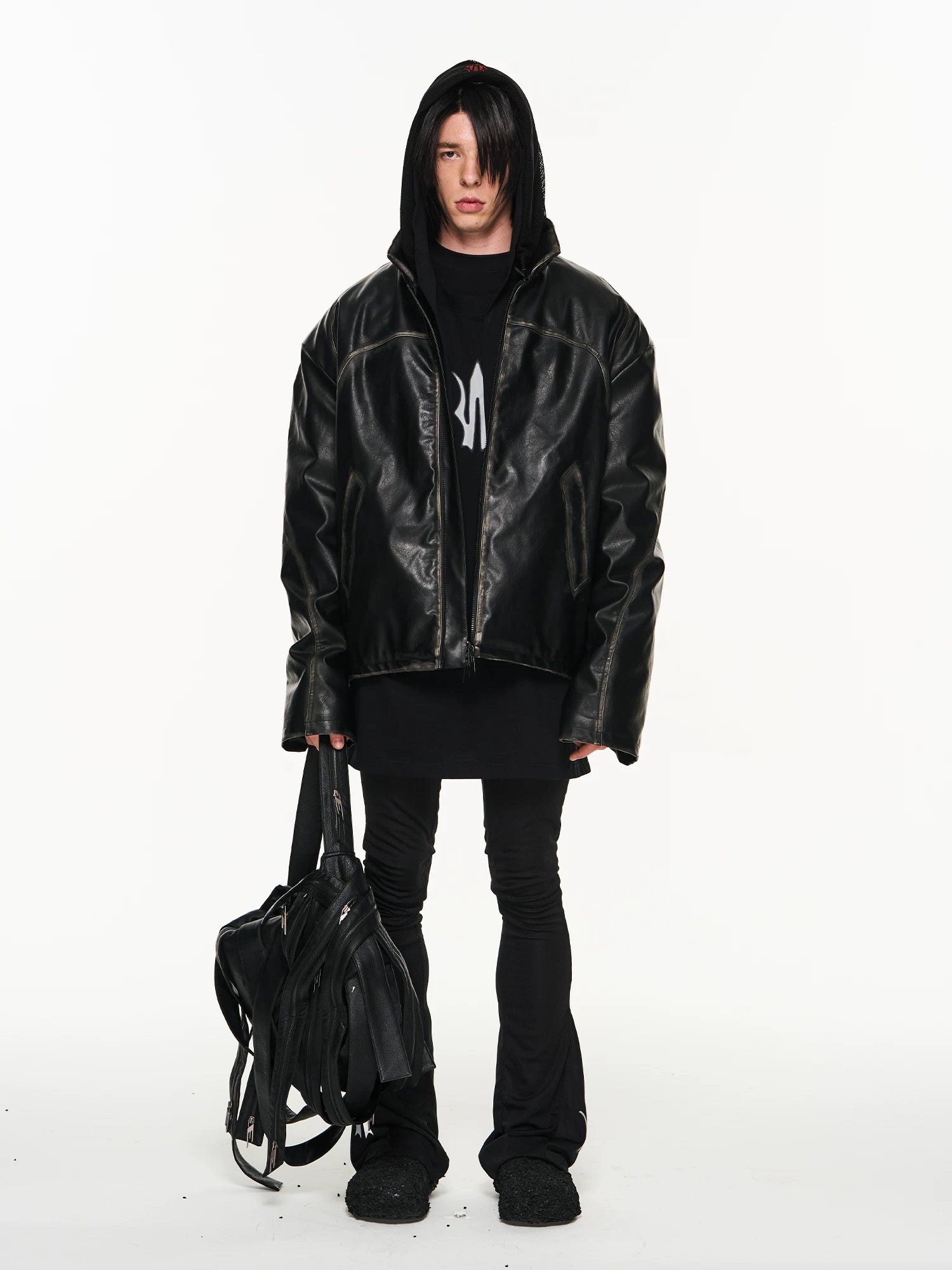 BLIND NO PLAN hoddied padded pu jacket