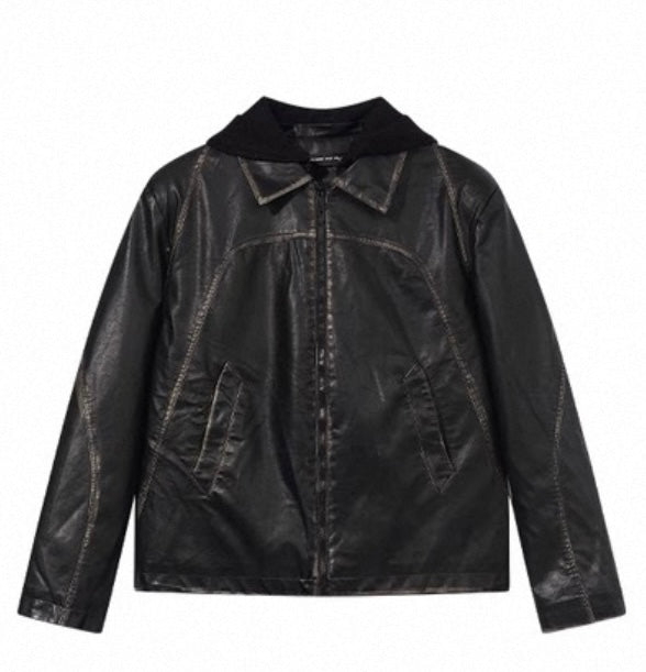 BLIND NO PLAN hoddied padded pu jacket