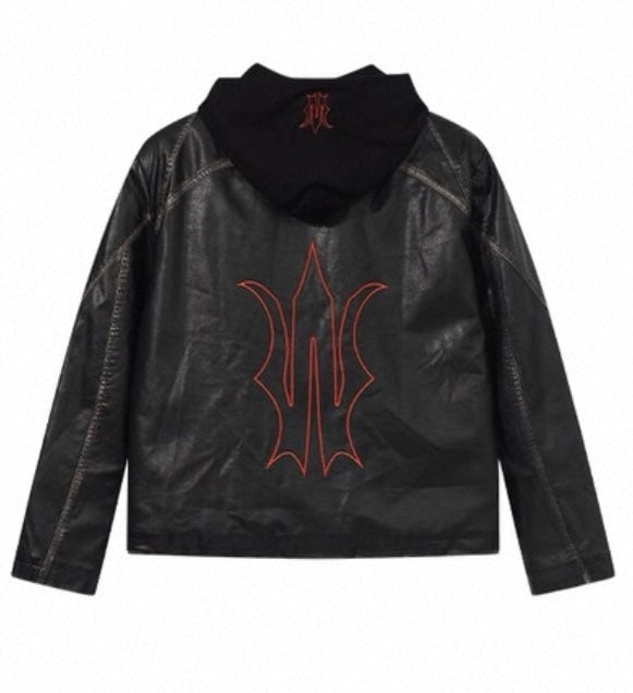 BLIND NO PLAN hoddied padded pu jacket