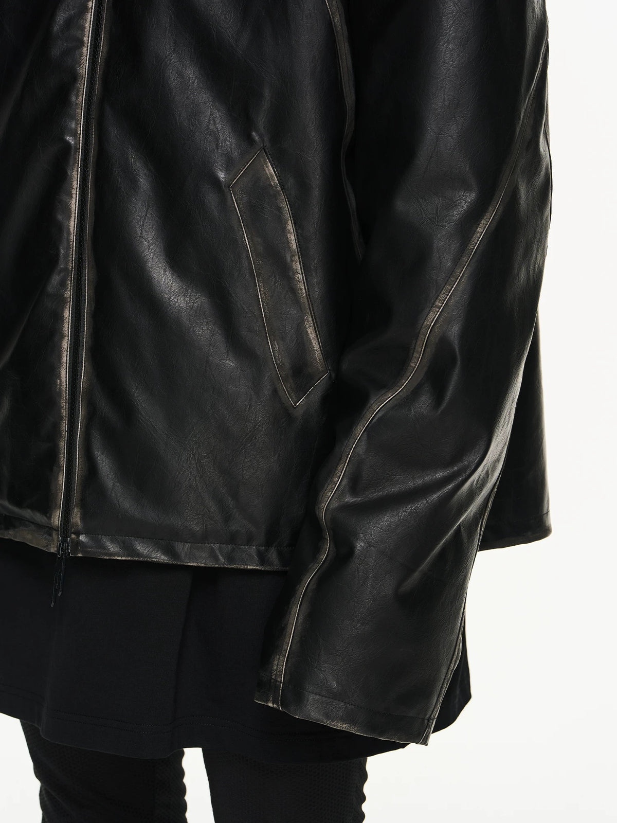 BLIND NO PLAN hoddied padded pu jacket