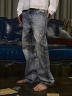 WANNA LAB ice blue digital print  jeans