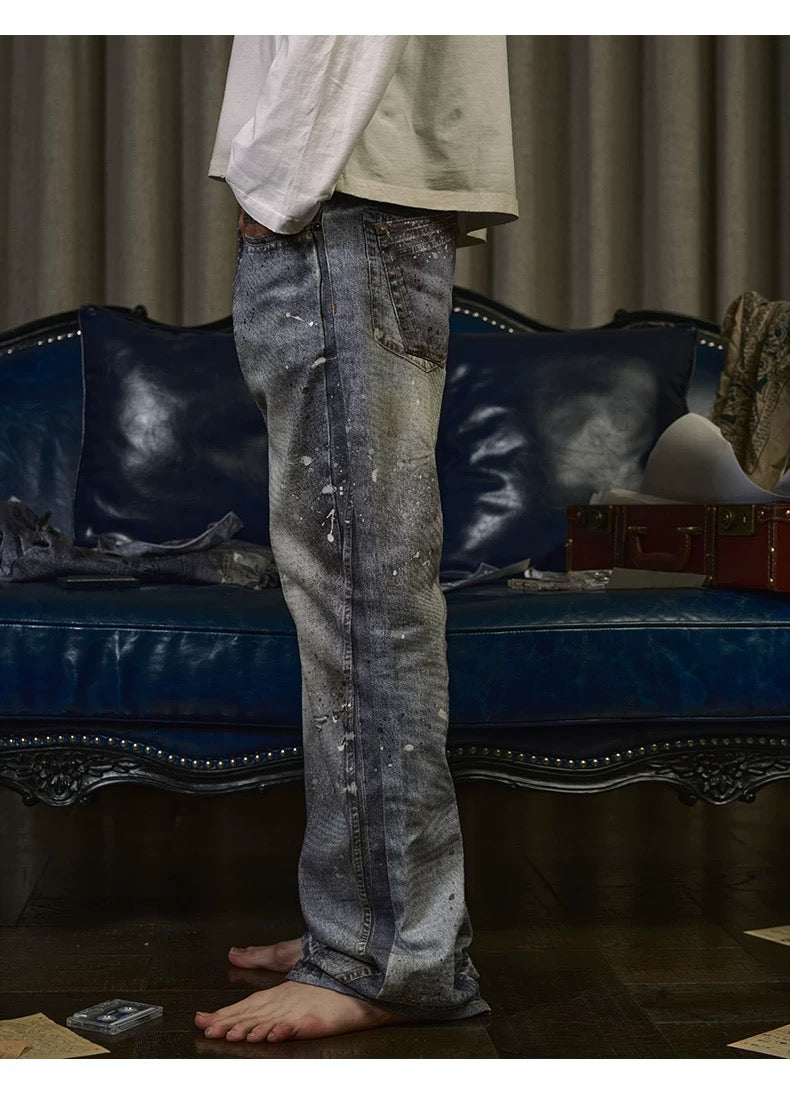 WANNA LAB ice blue digital print  jeans