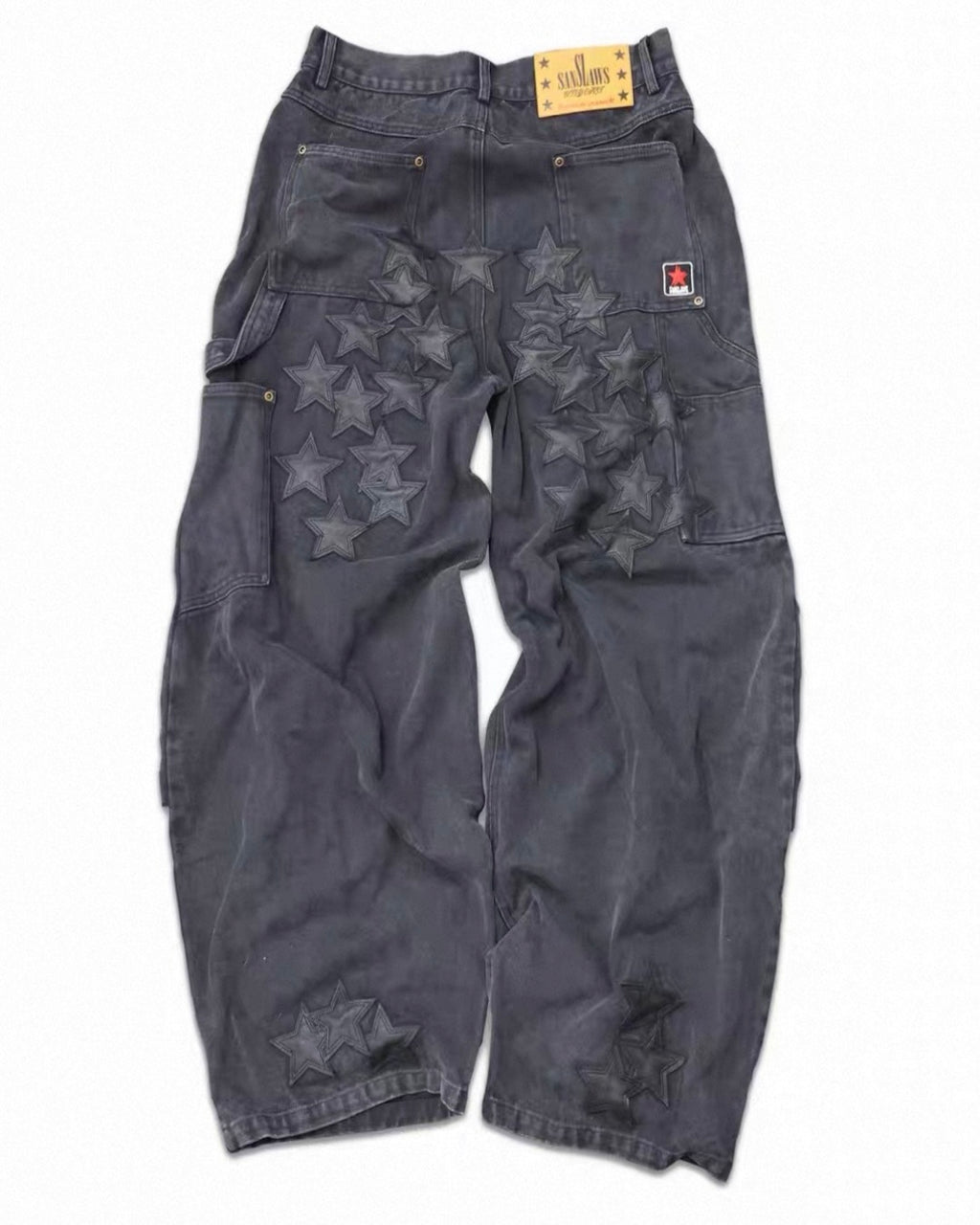 SANSLAWS ripped star patch cargo pants