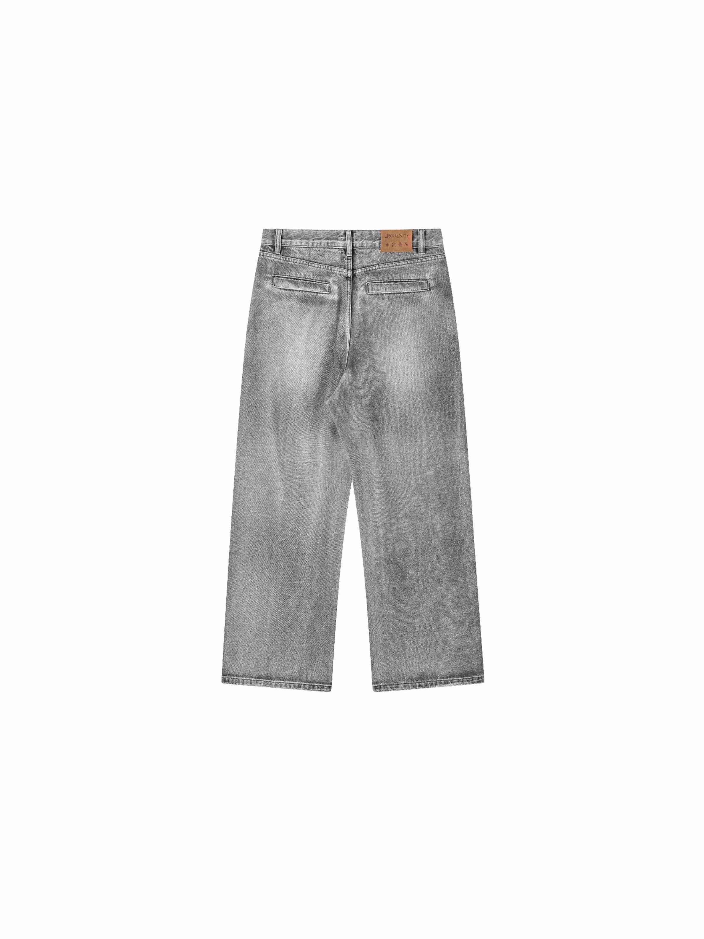 LIBERAFIT gray washed distressed jeans back view