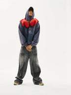 LIBERAFIT gray washed distressed jeans model front view