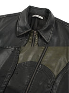 SHORTENED FAUX LEATHER JACKET - BLACK